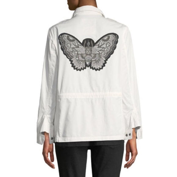 Zadig & Voltaire KAYAK MILI Embroidered Butterfly Zip Front Utility Jack, S - Picture 2 of 14